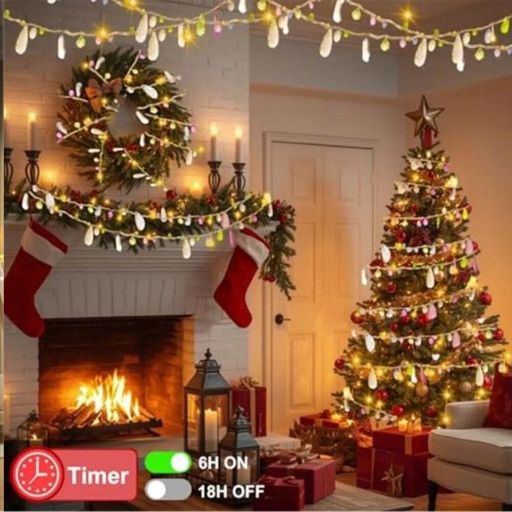 Battery Operated Fairy String Lights Warm White LED Remote Timer 8 Modes